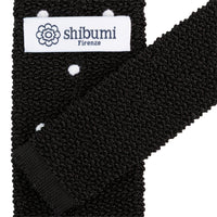 Crunchy Silk Knit Tie - Black / White Dots