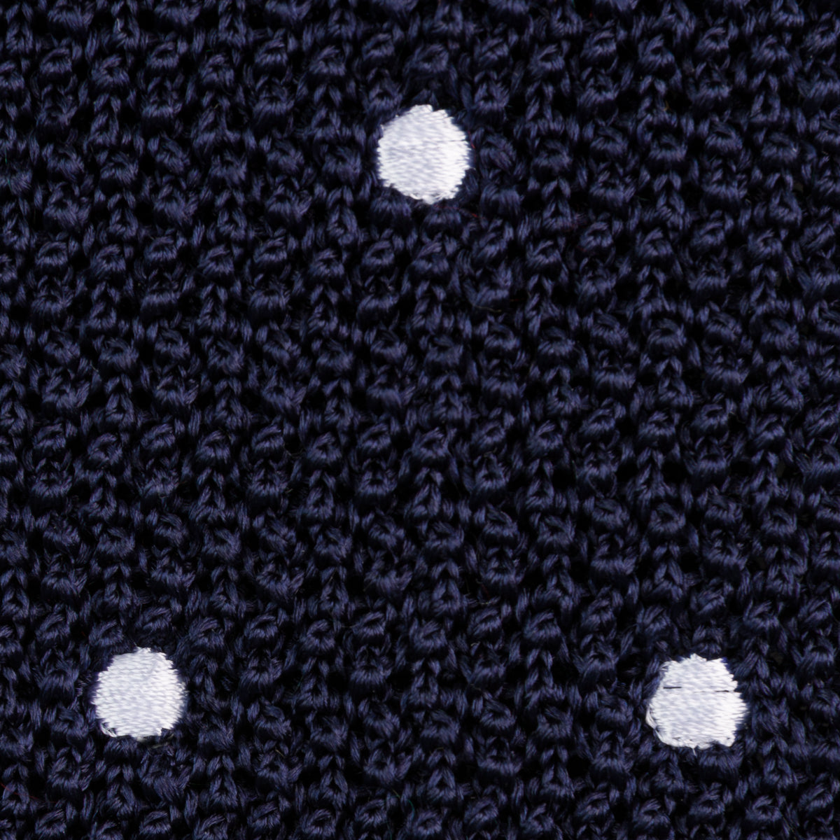 Crunchy Silk Knit Tie - Navy / White Dots
