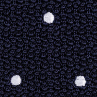 Crunchy Silk Knit Tie - Navy / White Dots