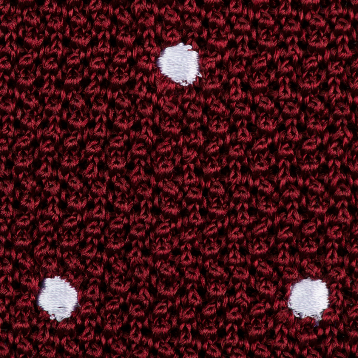 Crunchy Silk Knit Tie - Cherry / White Dots