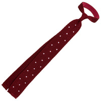 Crunchy Silk Knit Tie - Cherry / White Dots