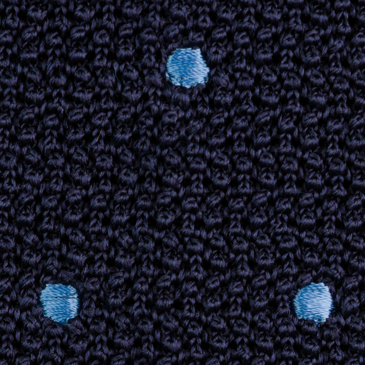 Crunchy Silk Knit Tie - Navy / Blue Dots