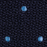 Crunchy Silk Knit Tie - Navy / Blue Dots