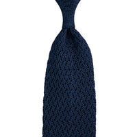 Zigzag Silk Knit Tie - Navy