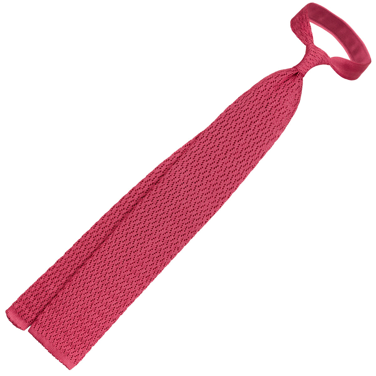 Zigzag Silk Knit Tie - Salmon