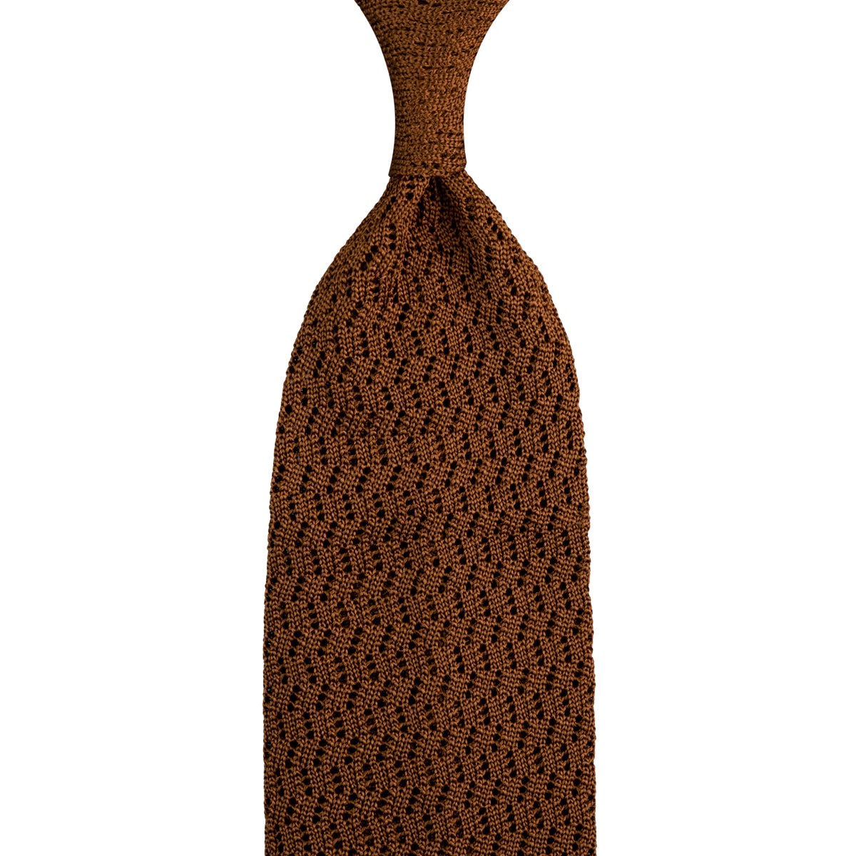 Zigzag Silk Knit Tie - Copper