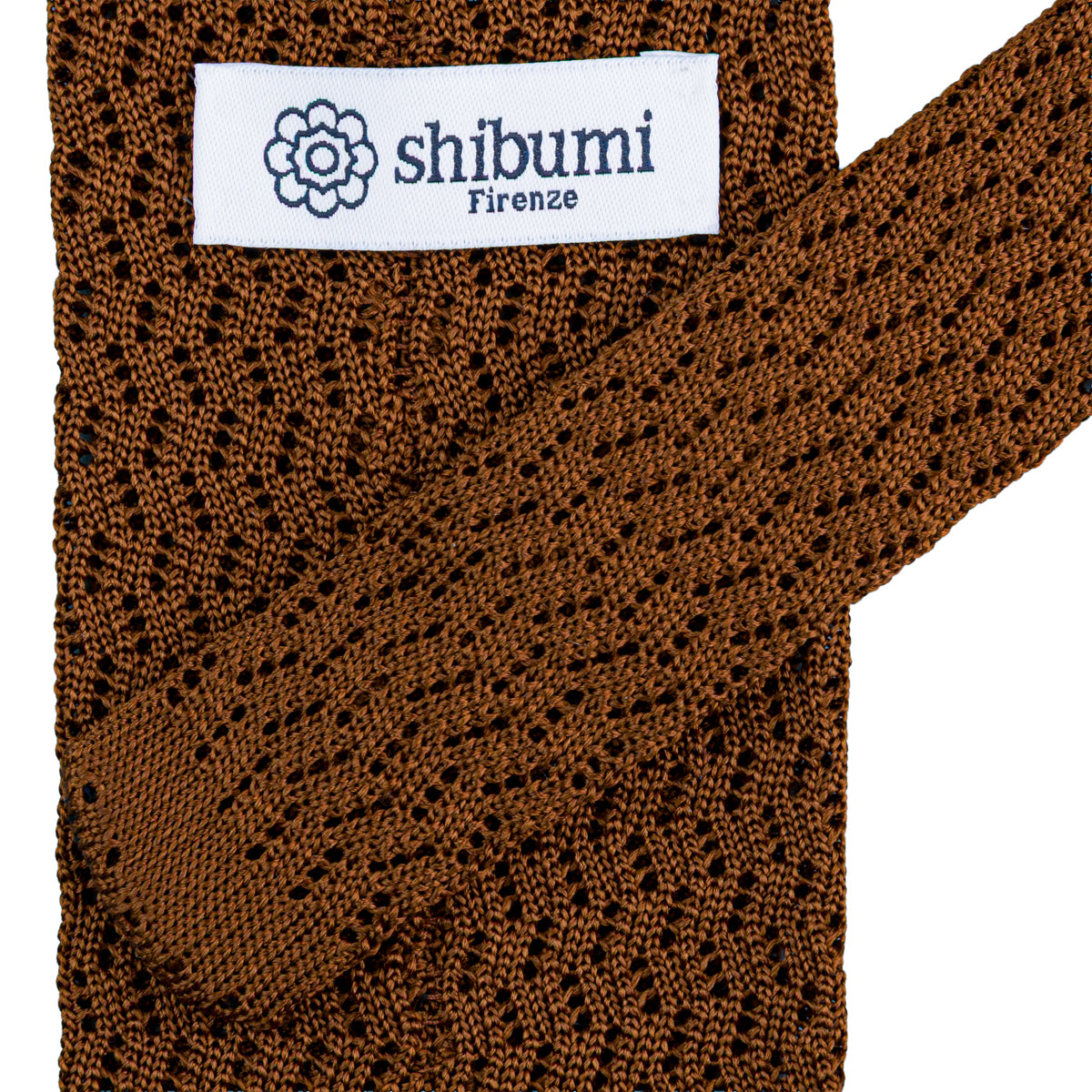 Zigzag Silk Knit Tie - Copper