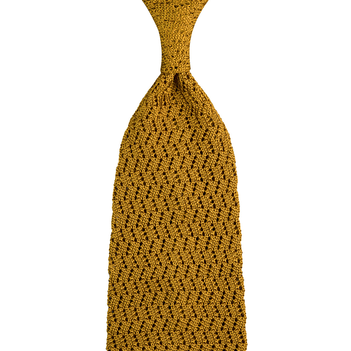 Zigzag Silk Knit Tie - Mustard