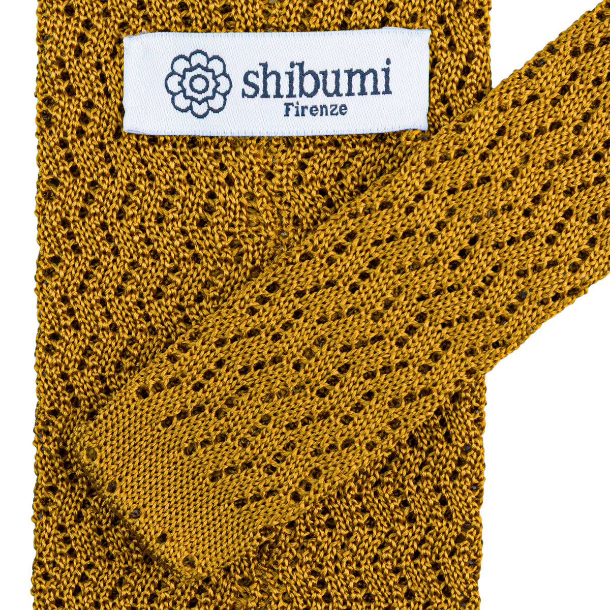 Zigzag Silk Knit Tie - Mustard