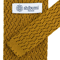 Zigzag Silk Knit Tie - Mustard