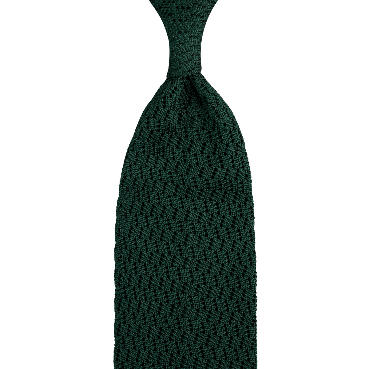 Zigzag Silk Knit Tie - Forest Green