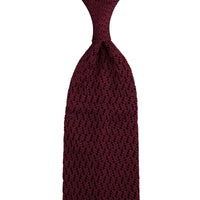 Zigzag Silk Knit Tie - Burgundy