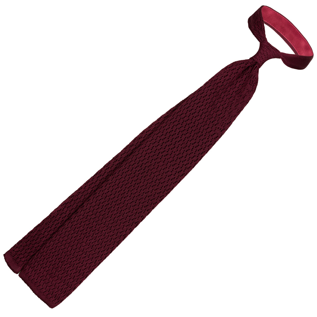 Zigzag Silk Knit Tie - Burgundy