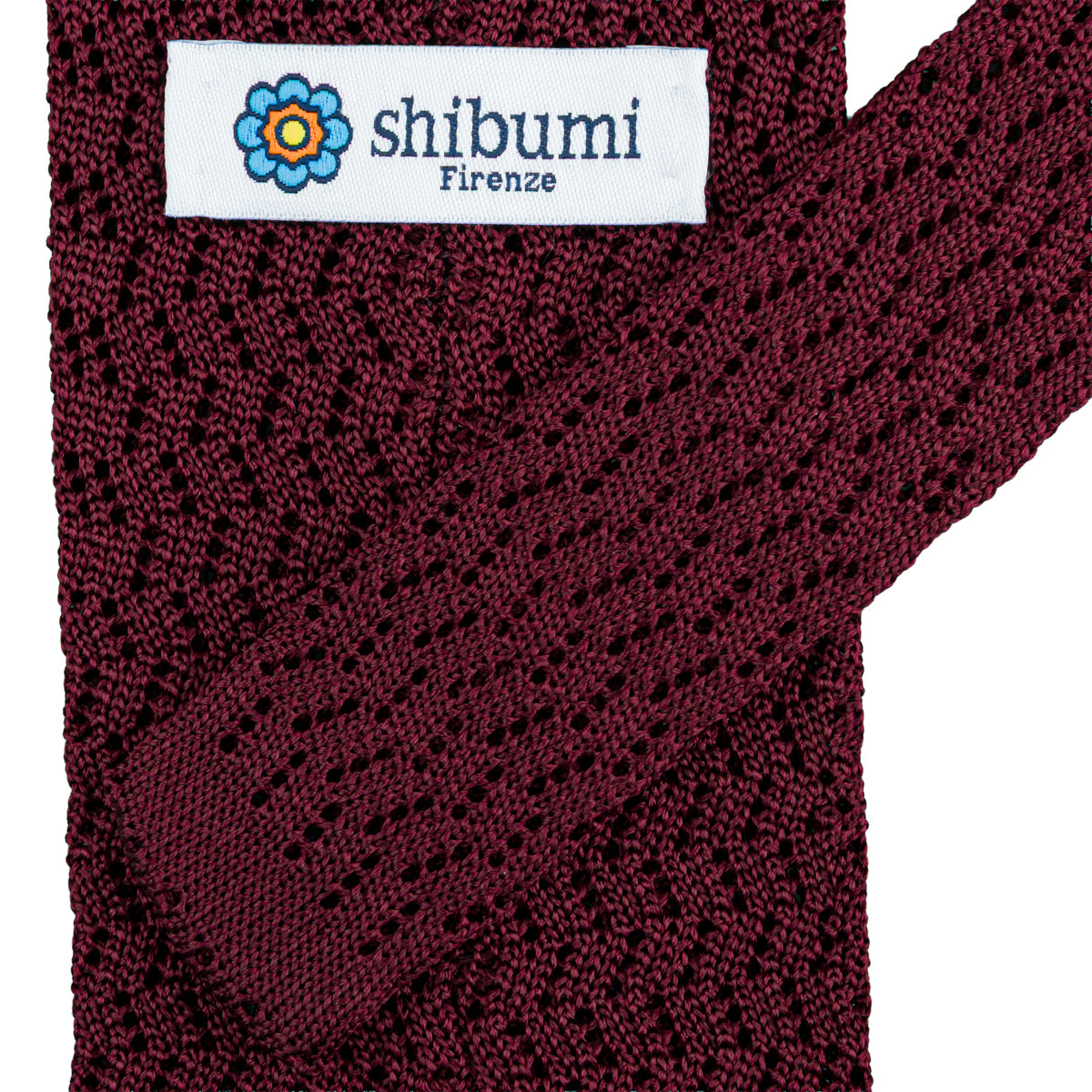 Zigzag Silk Knit Tie - Burgundy