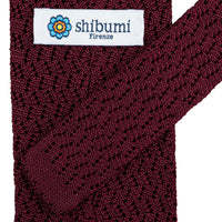 Zigzag Silk Knit Tie - Burgundy