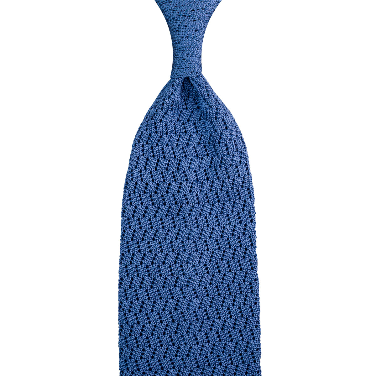 Zigzag Silk Knit Tie - Powder Blue