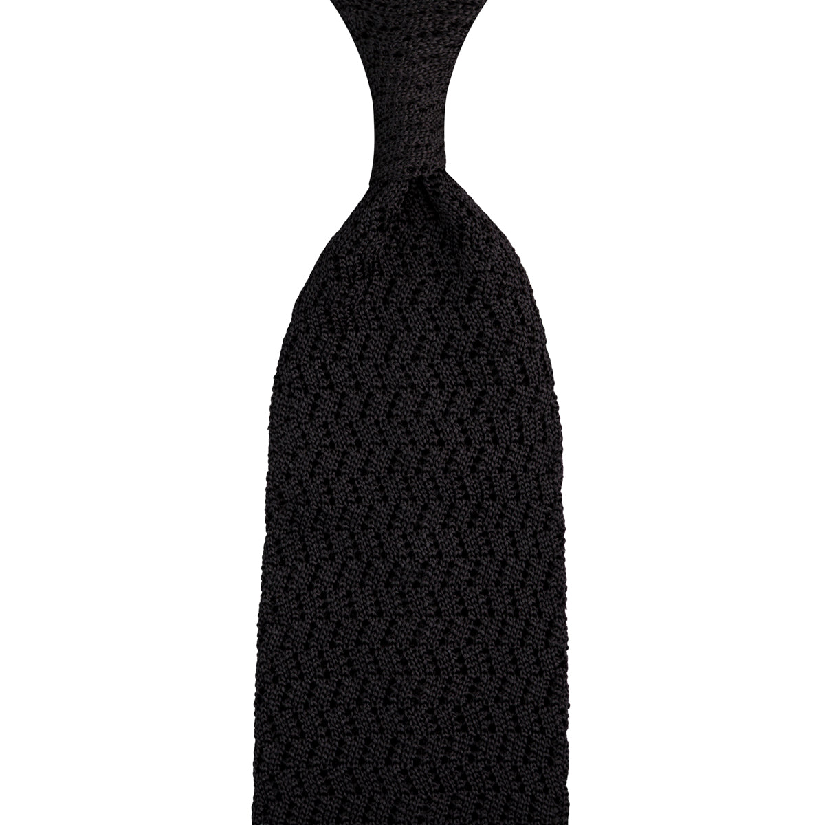 Zigzag Silk Knit Tie - Black