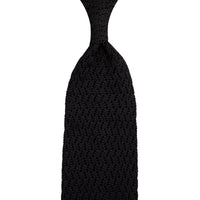 Zigzag Silk Knit Tie - Black