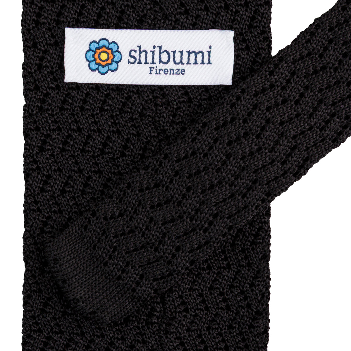 Zigzag Silk Knit Tie - Black