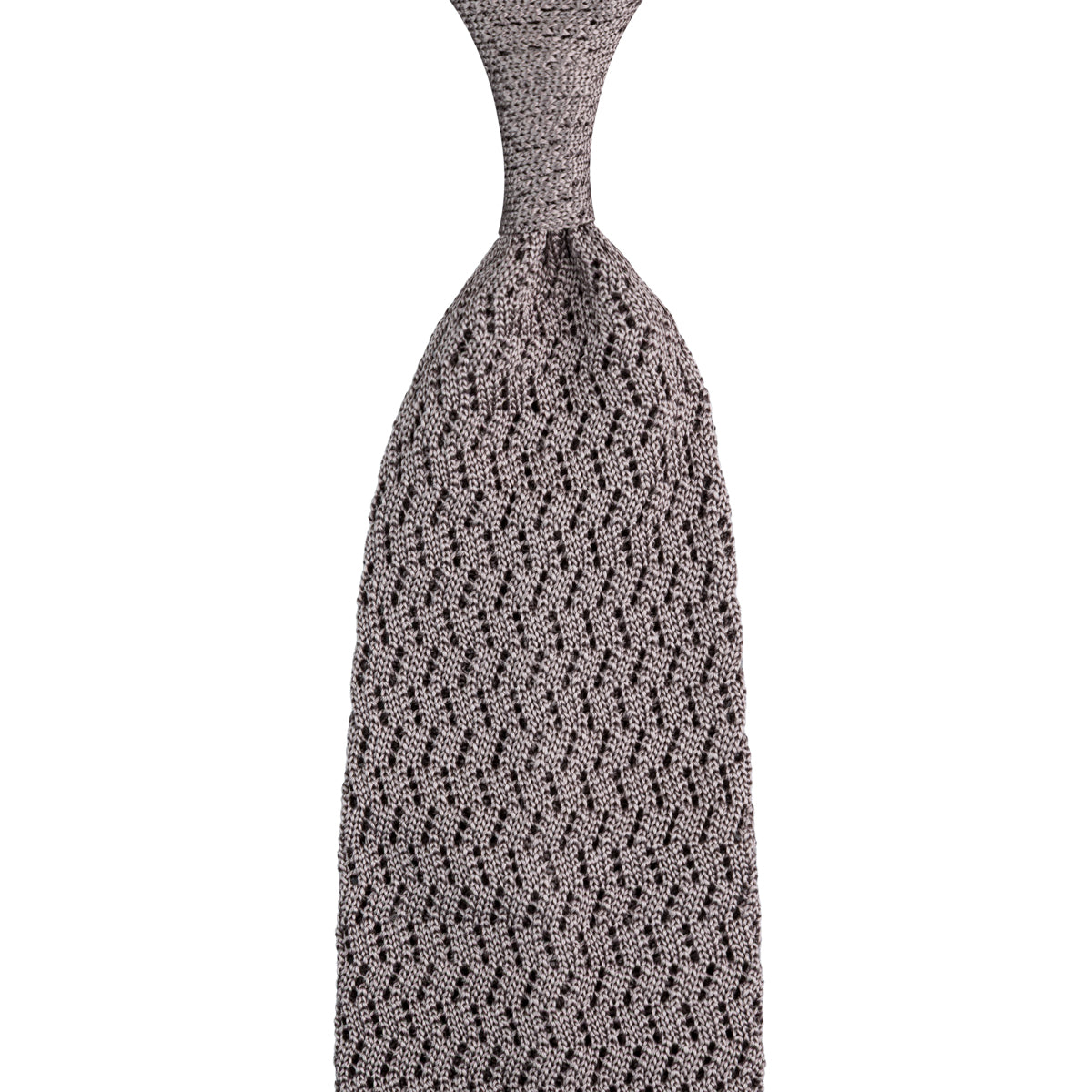 Zigzag Silk Knit Tie - Grey