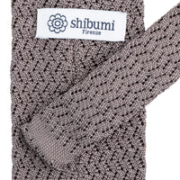 Zigzag Silk Knit Tie - Grey