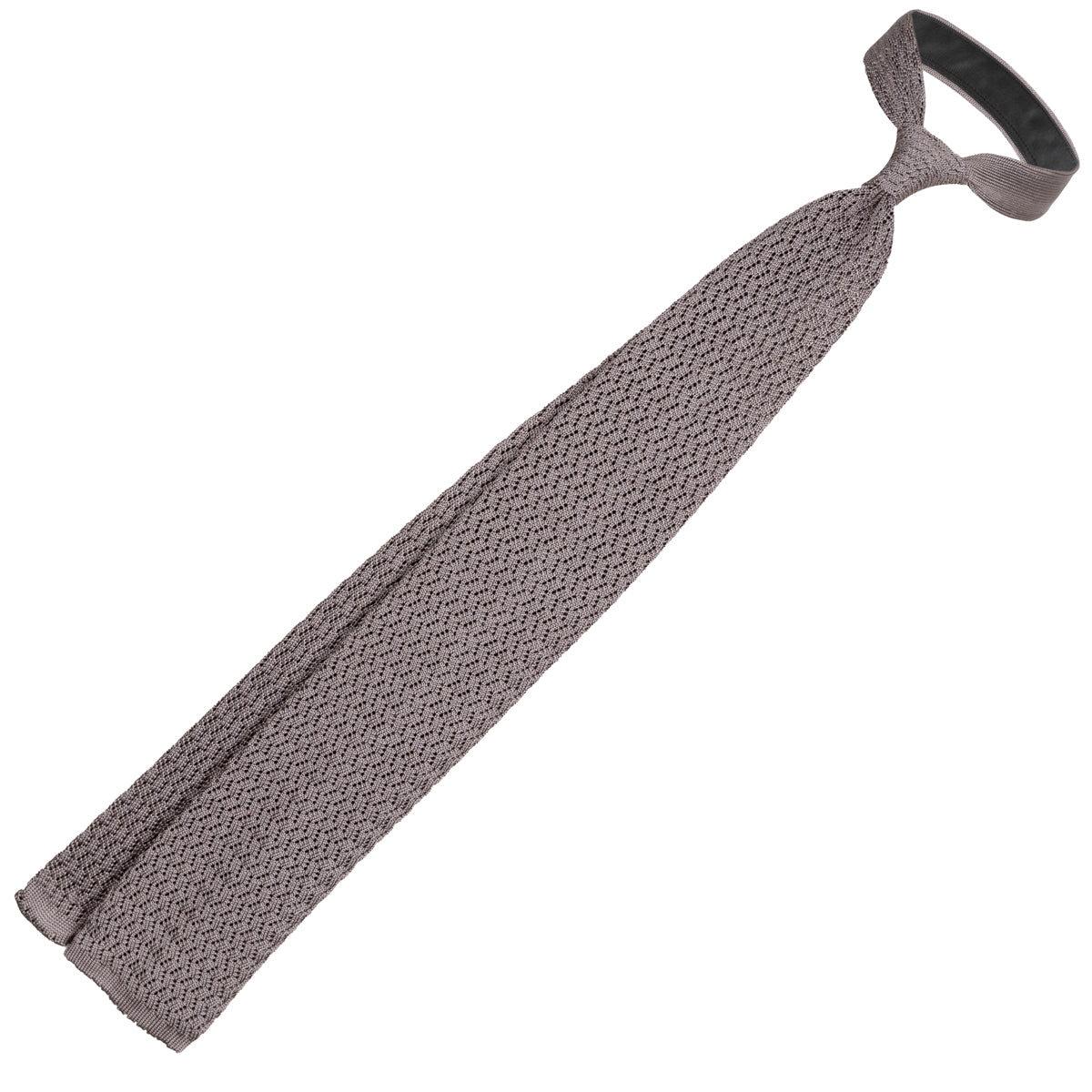 Zigzag Silk Knit Tie - Grey