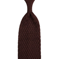 Zigzag Silk Knit Tie - Brown
