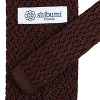 Zigzag Silk Knit Tie - Brown