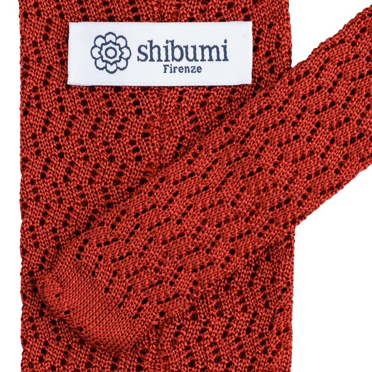 Zigzag Silk Knit Tie - Rust | Shibumi Firenze
