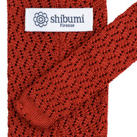 Zigzag Silk Knit Tie - Rust