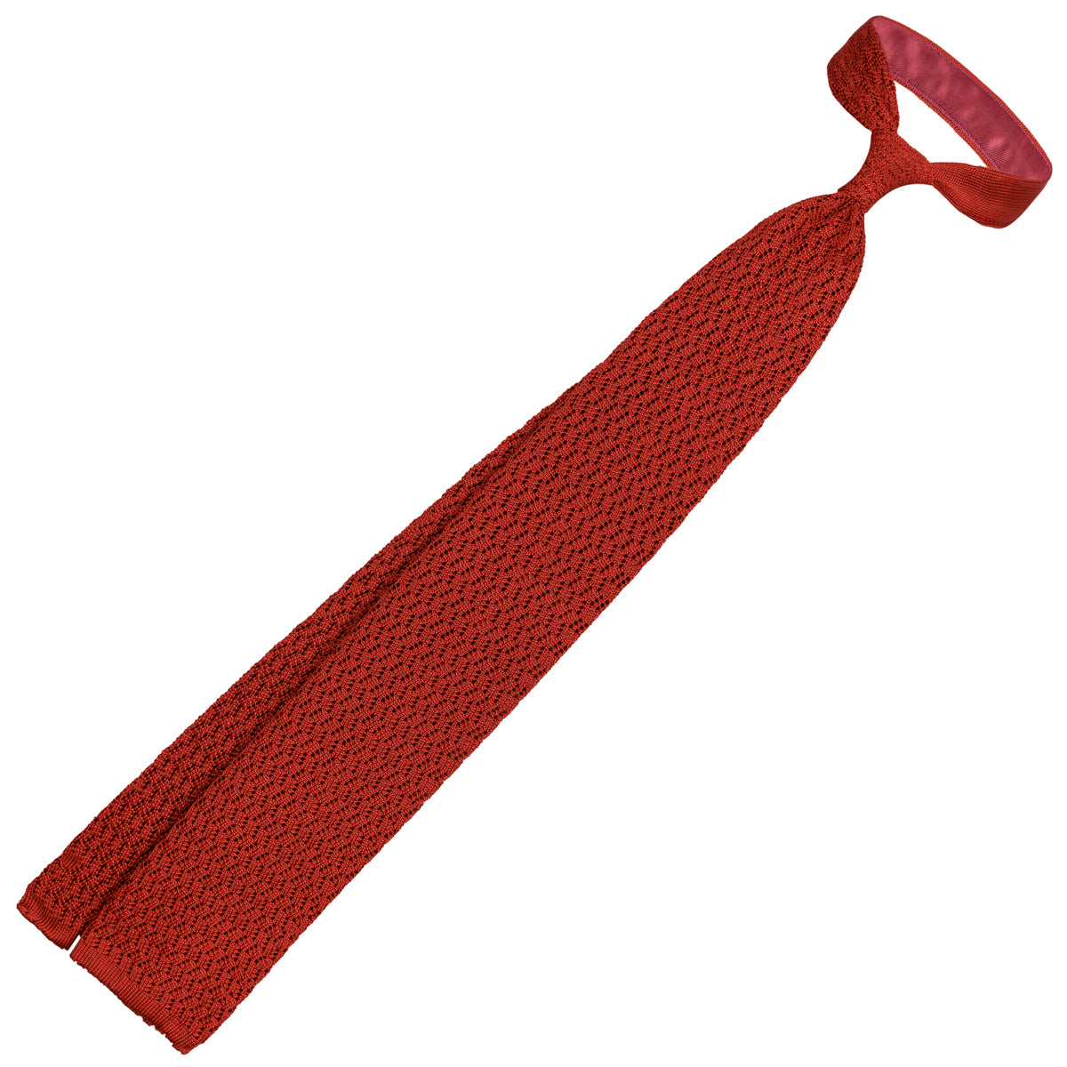 Zigzag Silk Knit Tie - Rust | Shibumi Firenze