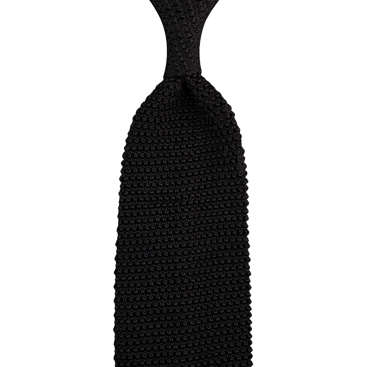 V-Point Knit Tie - Black - Silk