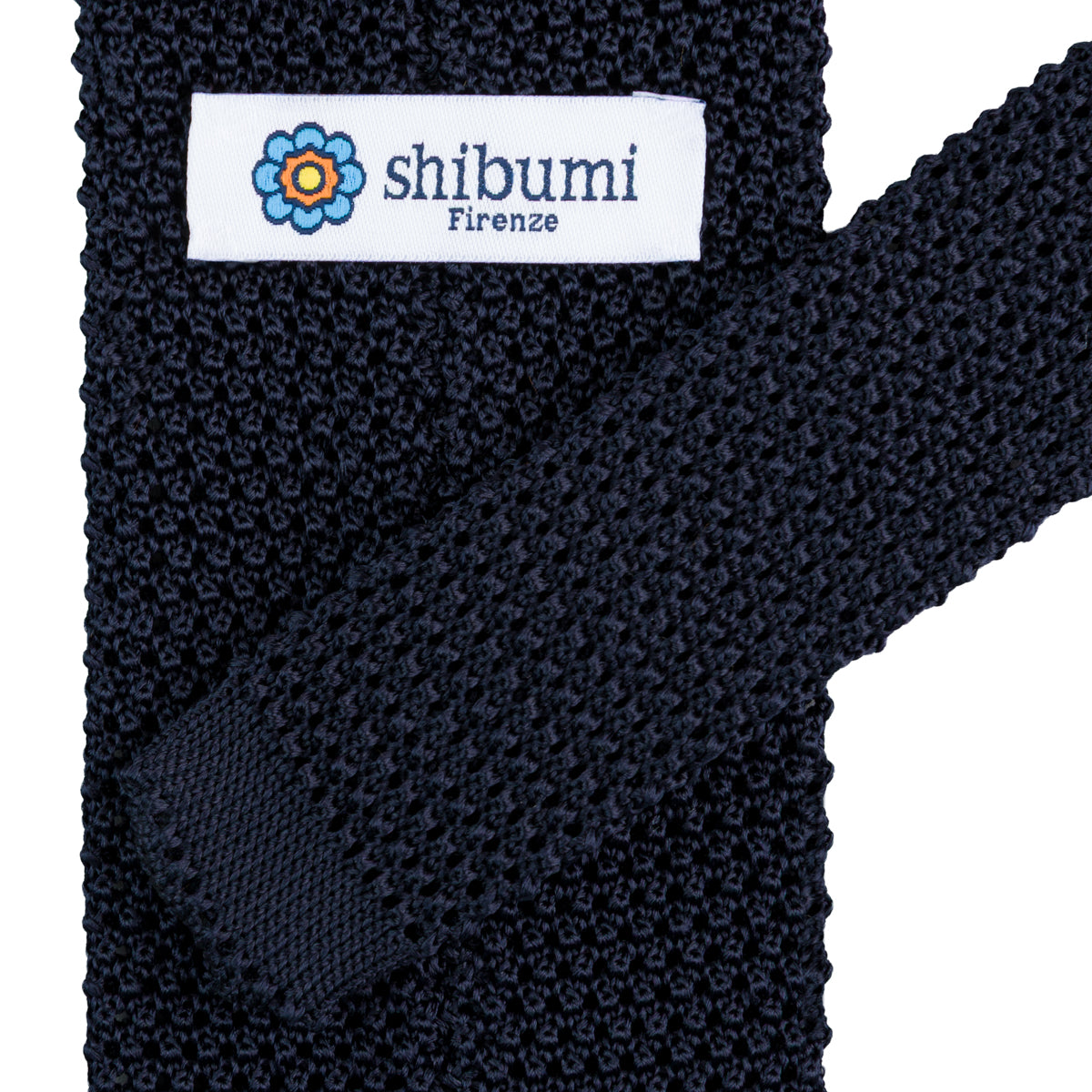 V-Point Knit Tie - Midnight - Silk