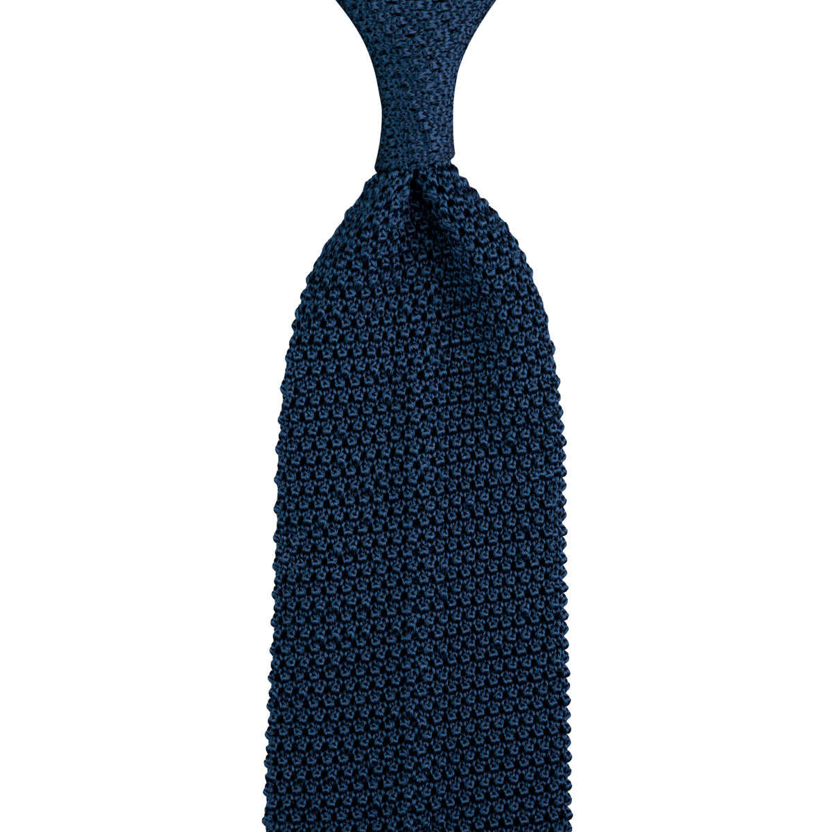 V-Point Knit Tie - Navy - Silk