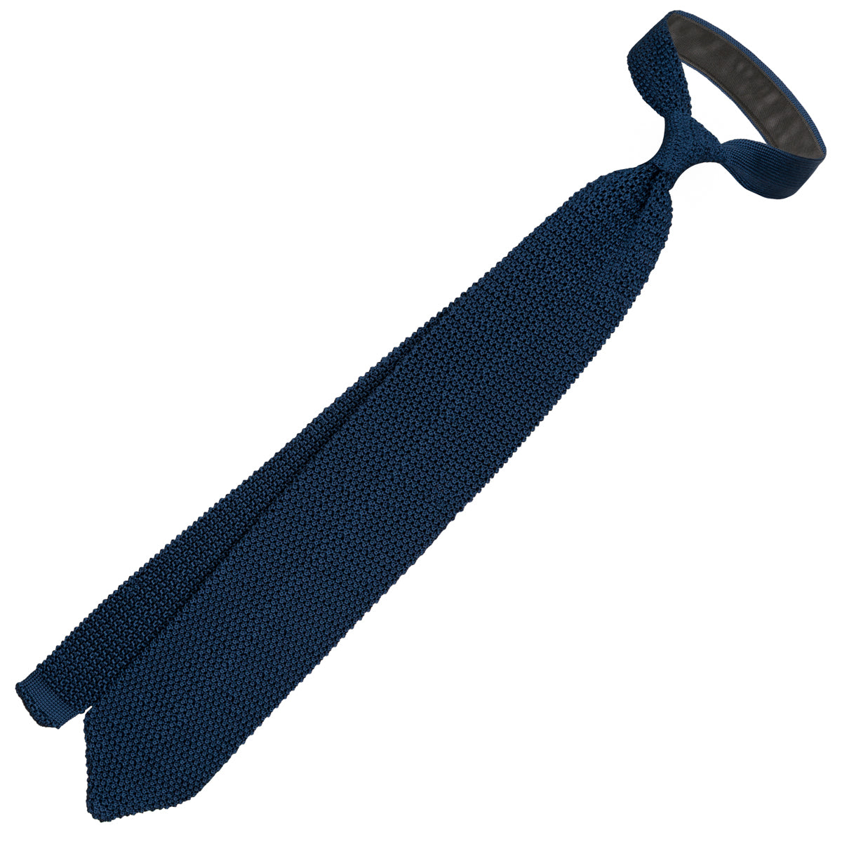 V-Point Knit Tie - Navy - Silk