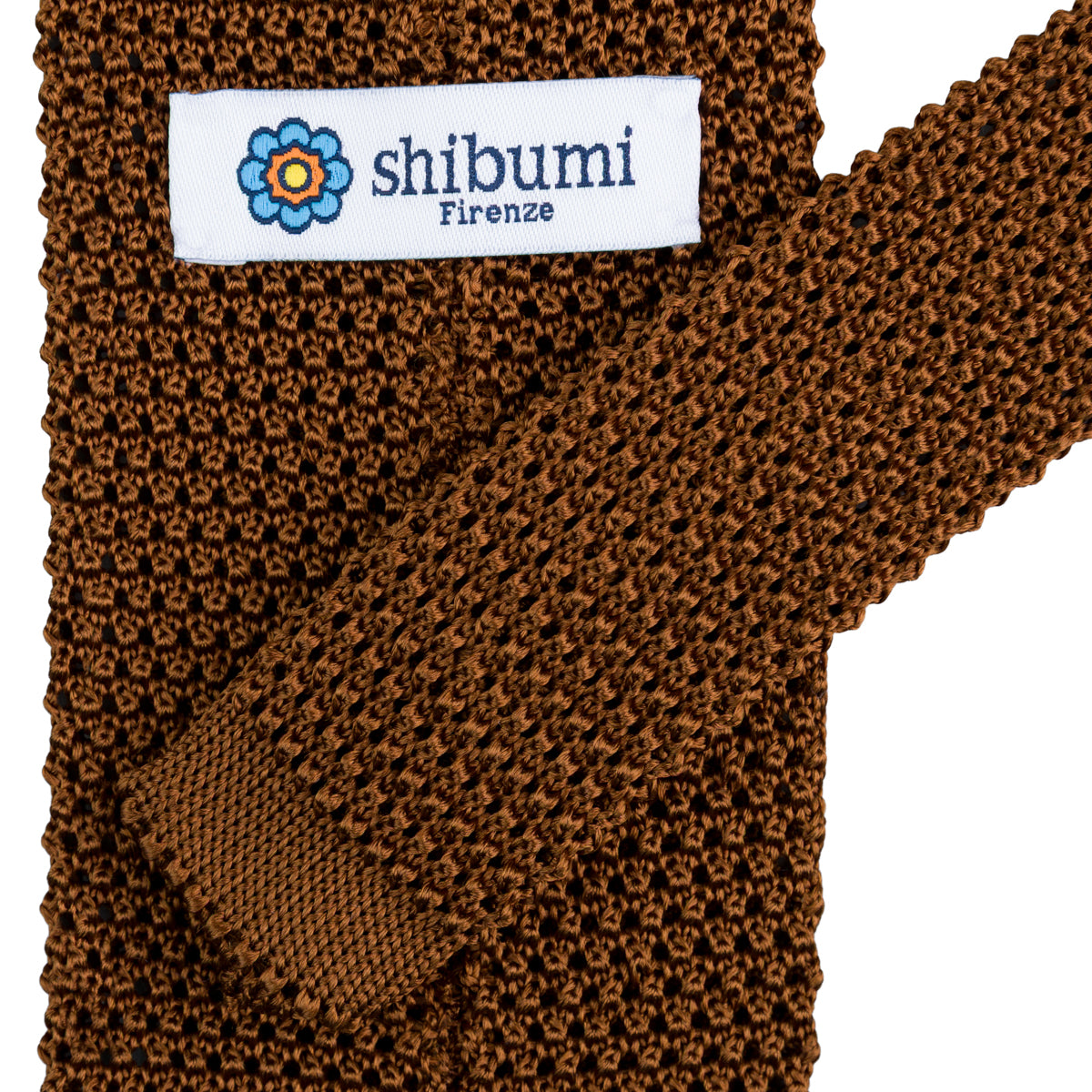 V-Point Knit Tie - Copper - Silk