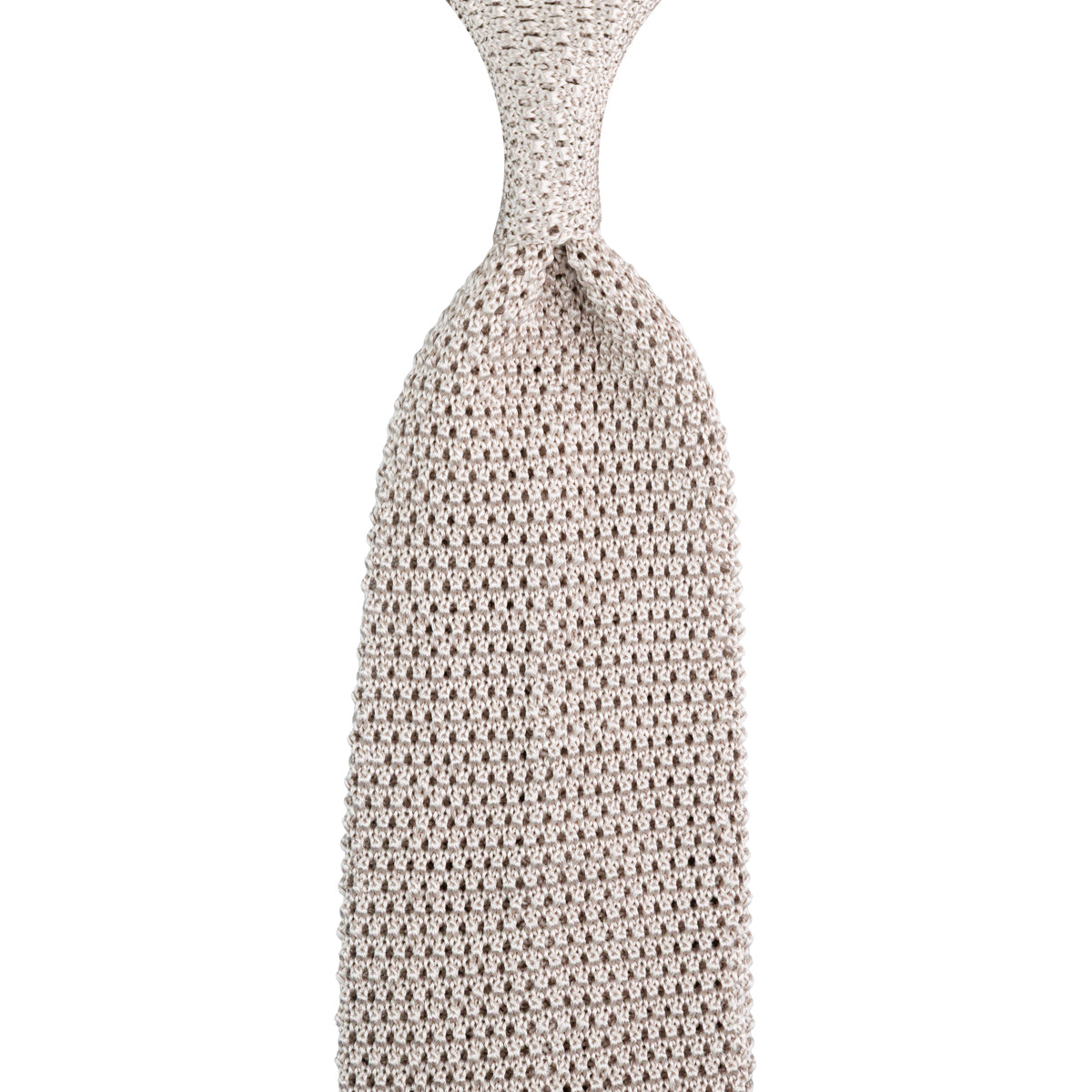 V-Point Knit Tie - Stone - Silk