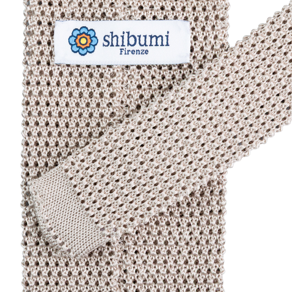V-Point Knit Tie - Stone - Silk