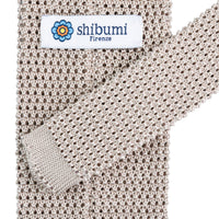 V-Point Knit Tie - Stone - Silk