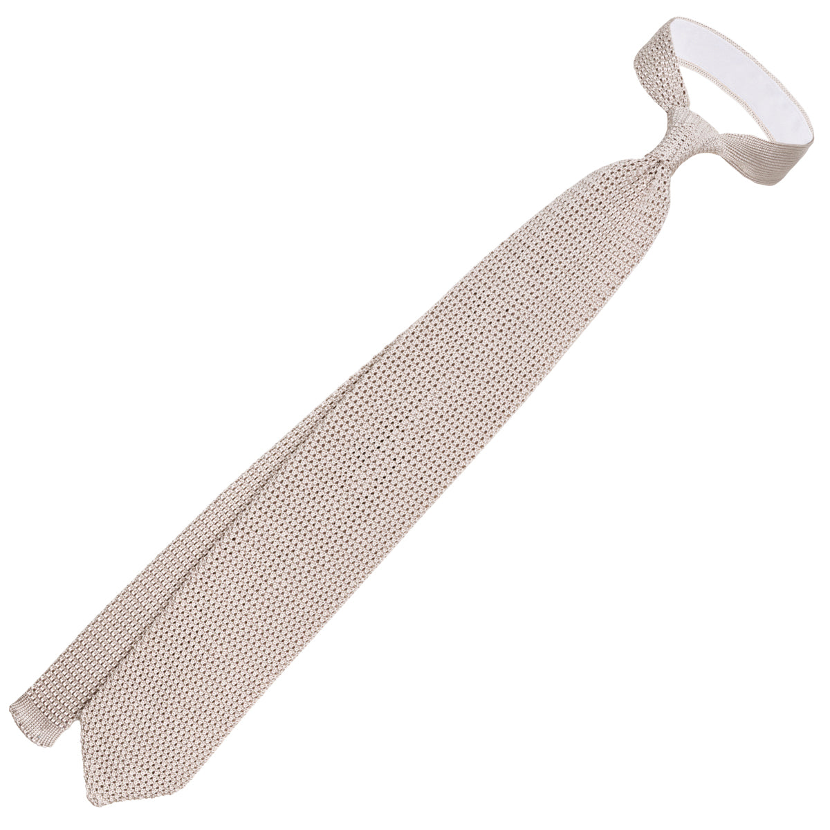 V-Point Knit Tie - Stone - Silk