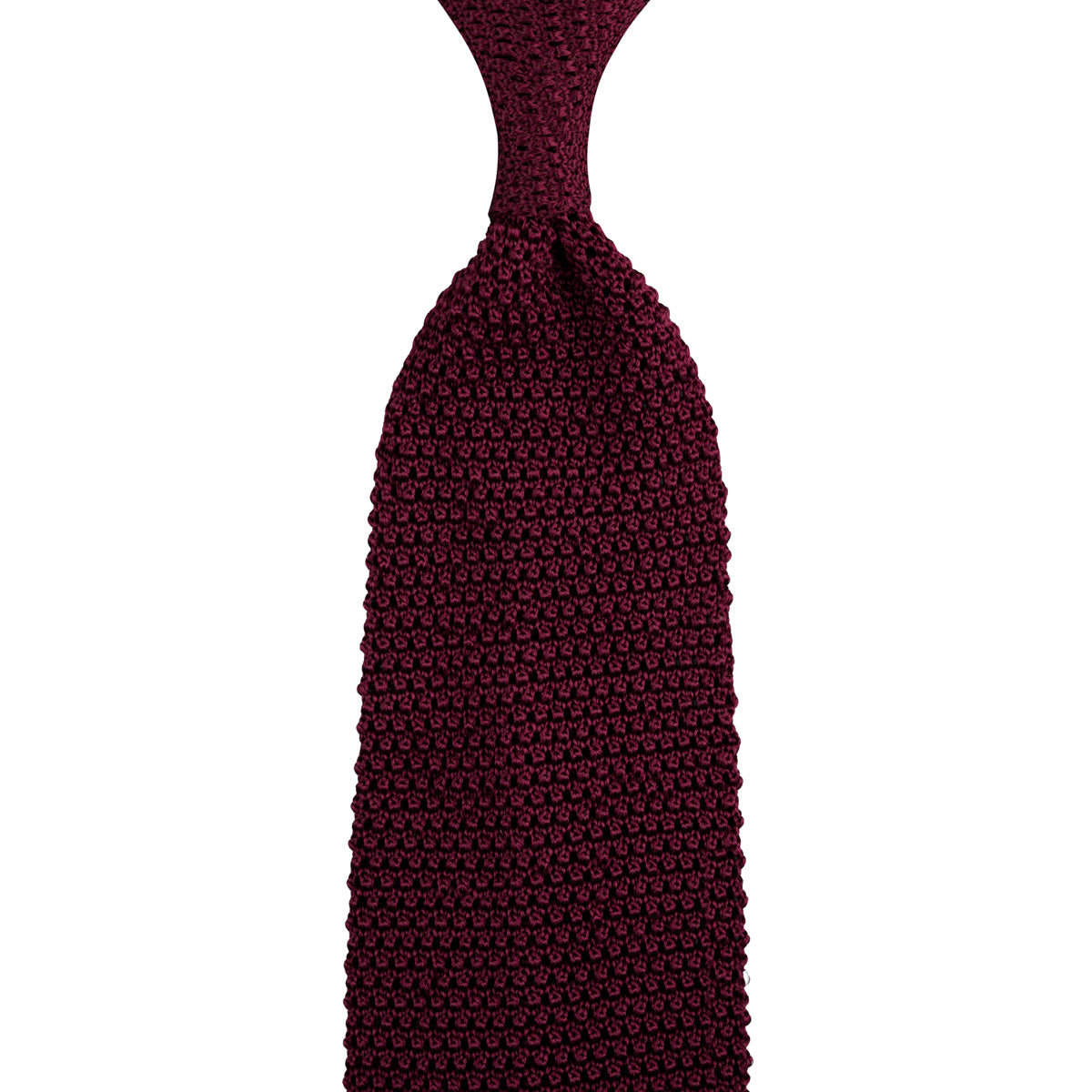 V-Point Knit Tie - Burgundy - Silk
