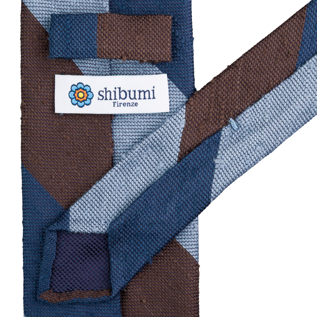 Striped Shantung Silk Tie - Brown / Blue / Sky
