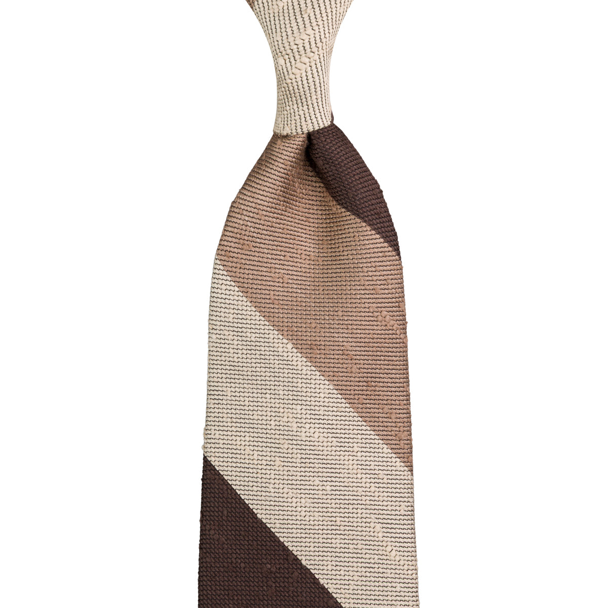 Striped Shantung Silk Tie - Brown / Beige / Cream