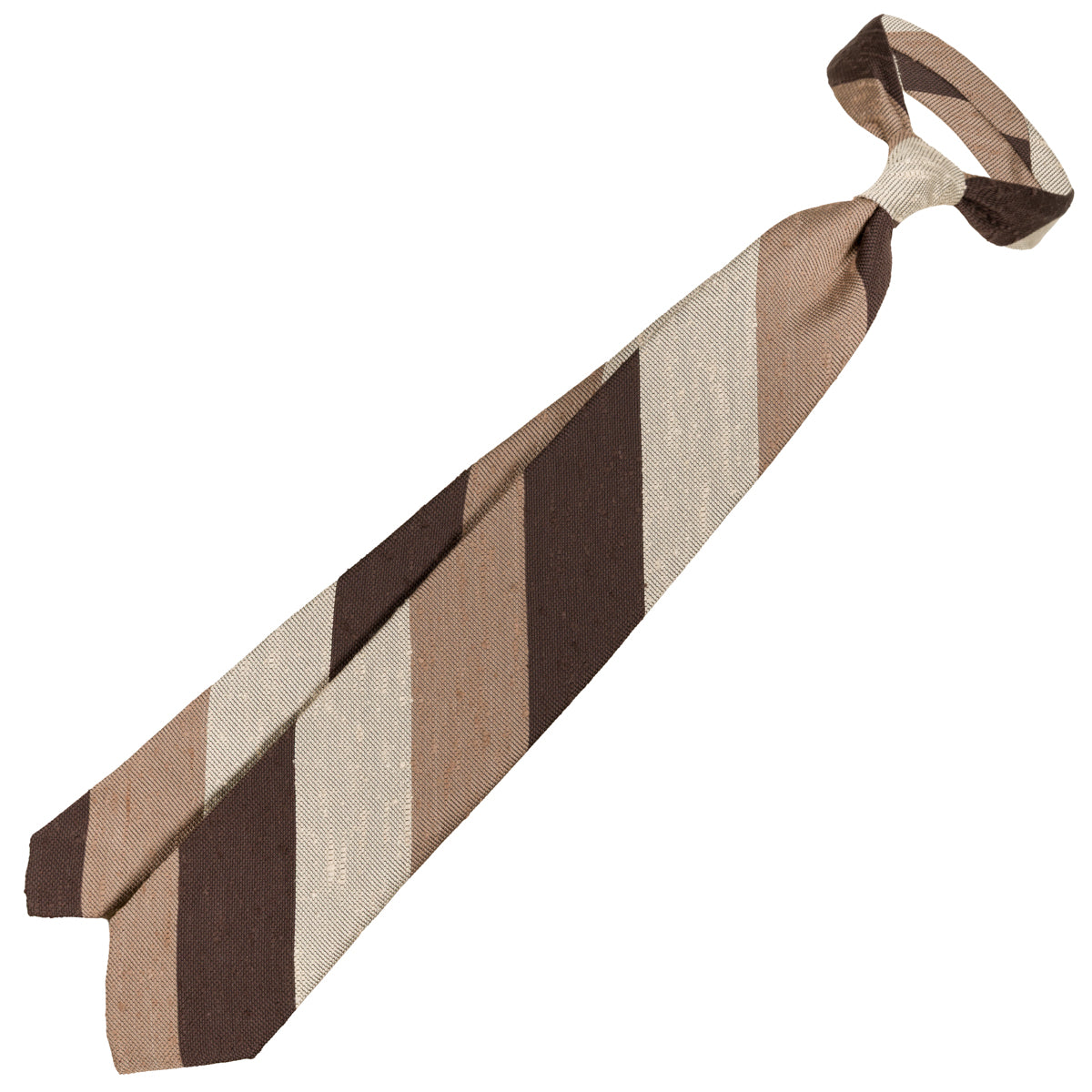 Striped Shantung Silk Tie - Brown / Beige / Cream
