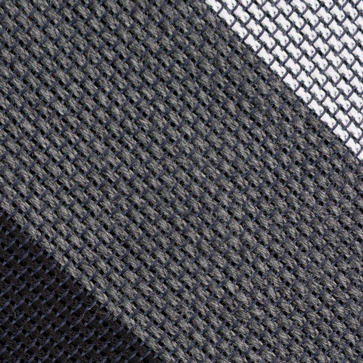 Triple Block Stripe Cashmere / Silk Grenadine Tie - Black / Grey / White