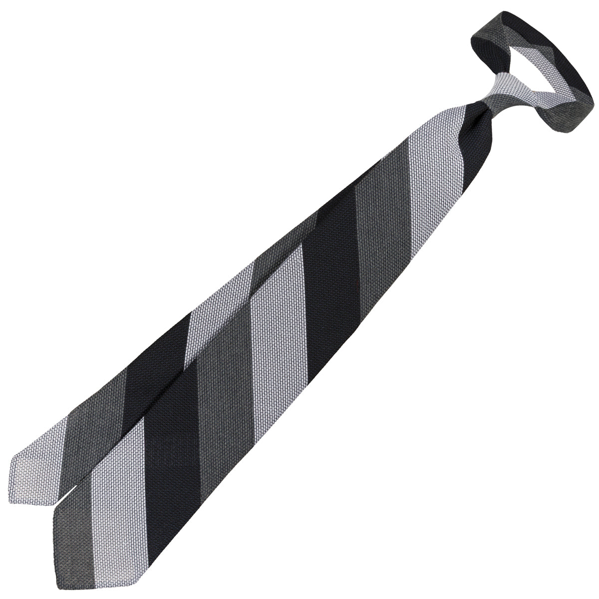 Triple Block Stripe Cashmere / Silk Grenadine Tie - Black / Grey / White