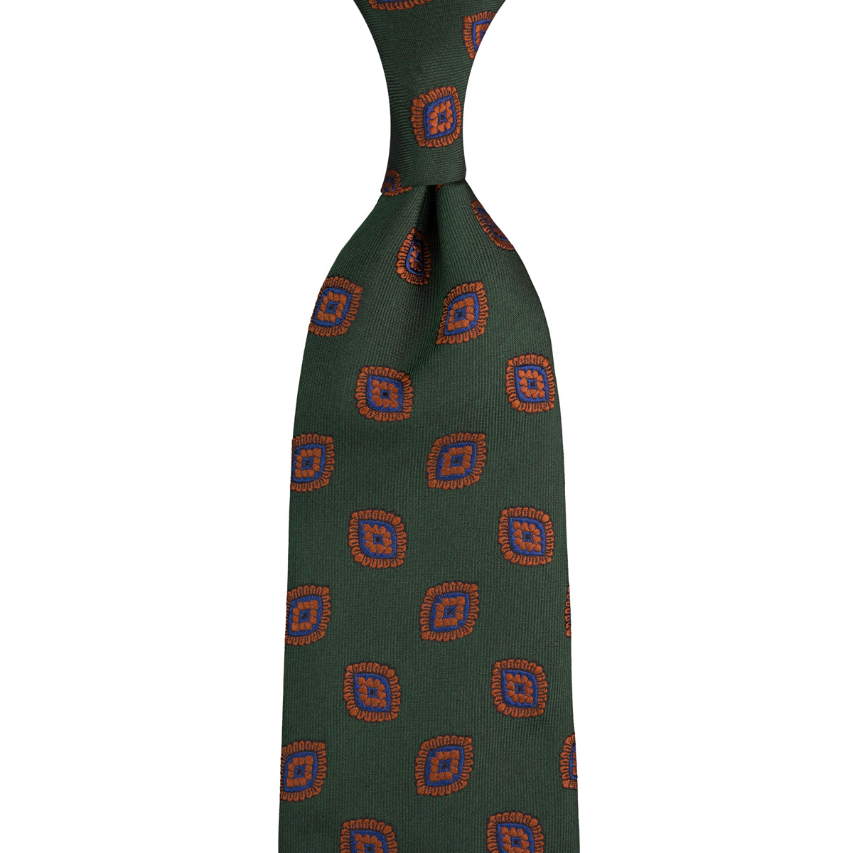 Floral Jacquard Silk Tie - Forest - Hand-Rolled
