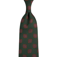 Floral Jacquard Silk Tie - Forest - Hand-Rolled