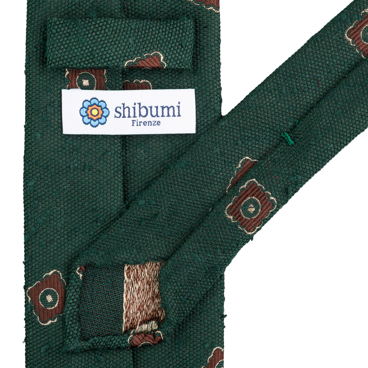 Floral Shantung Silk Tie - Forest - Hand-Rolled