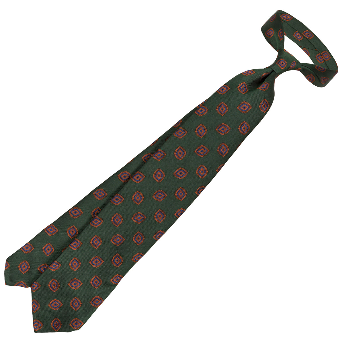 Floral Jacquard Silk Tie - Forest - Hand-Rolled
